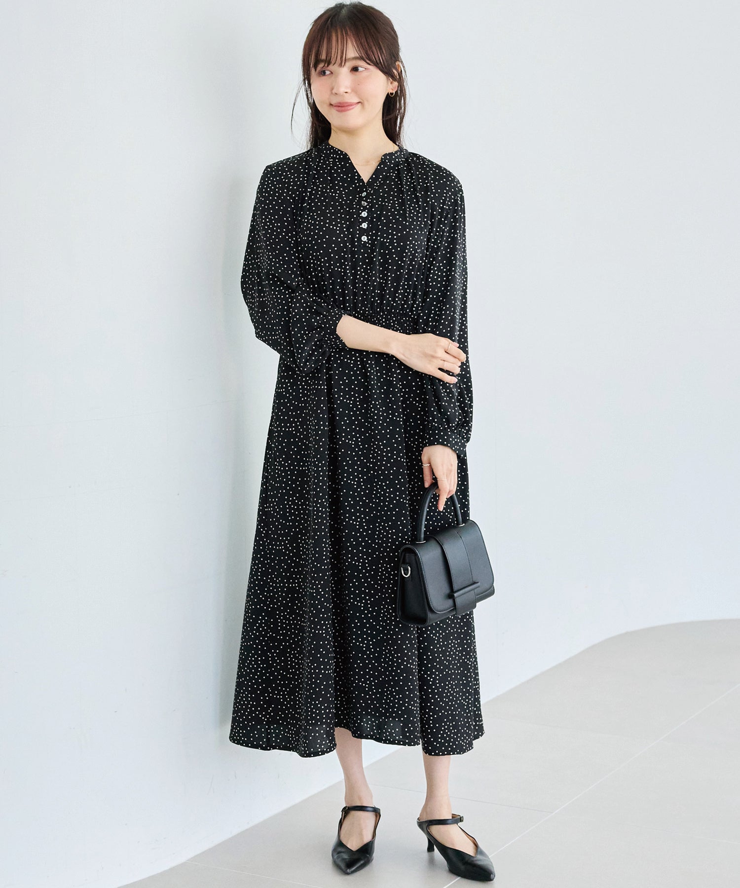 【洗える】デシンドットワンピース