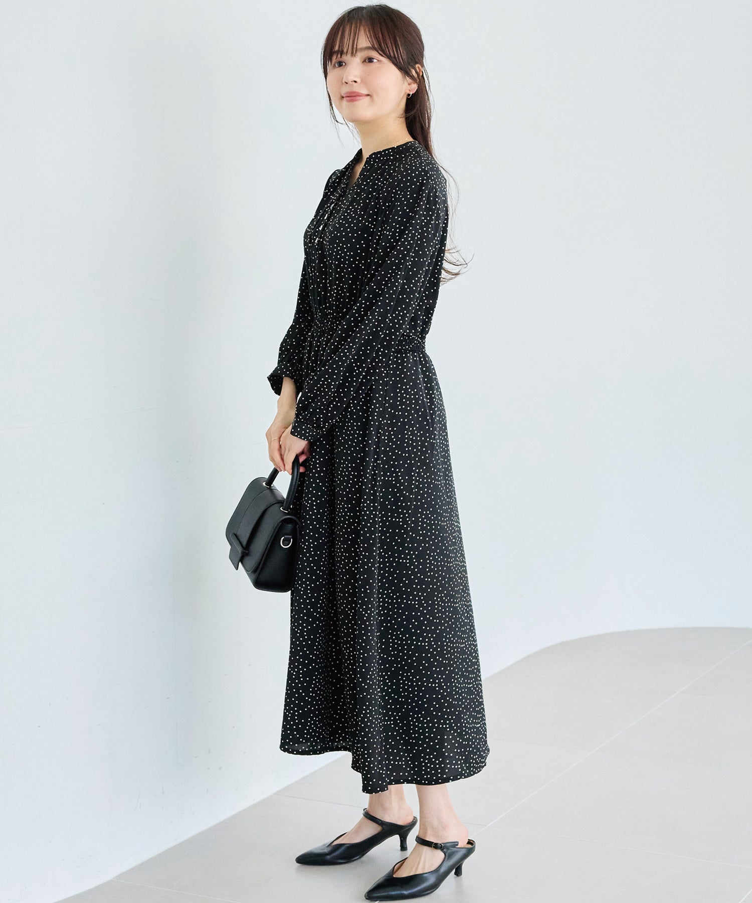 【洗える】デシンドットワンピース