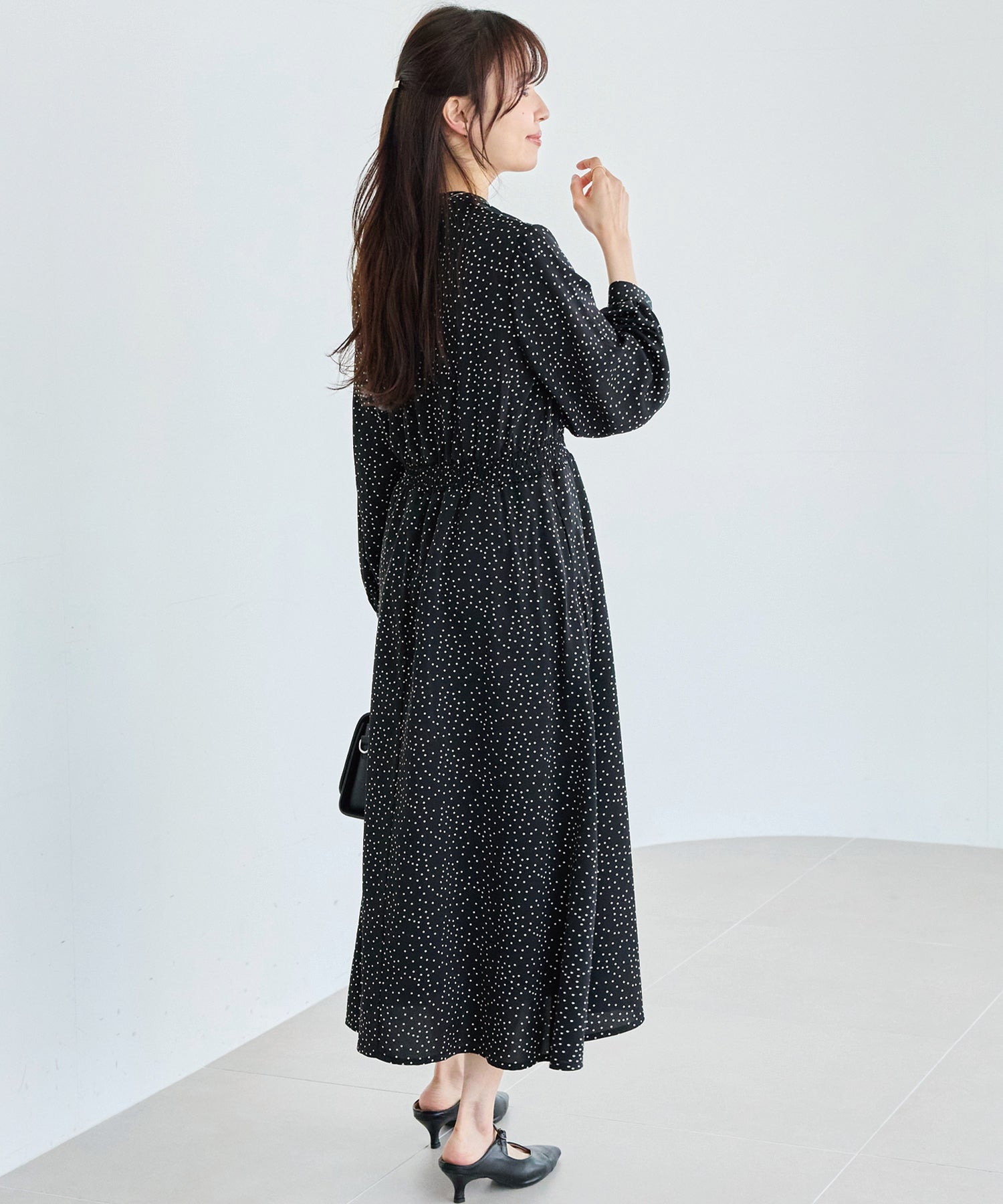 【洗える】デシンドットワンピース