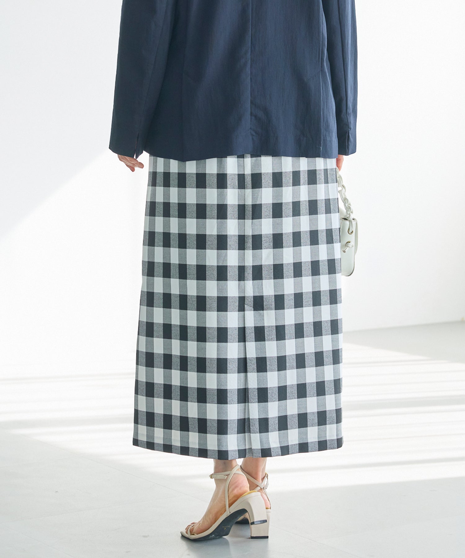 【洗える】ギンガムチェックナロースカート
