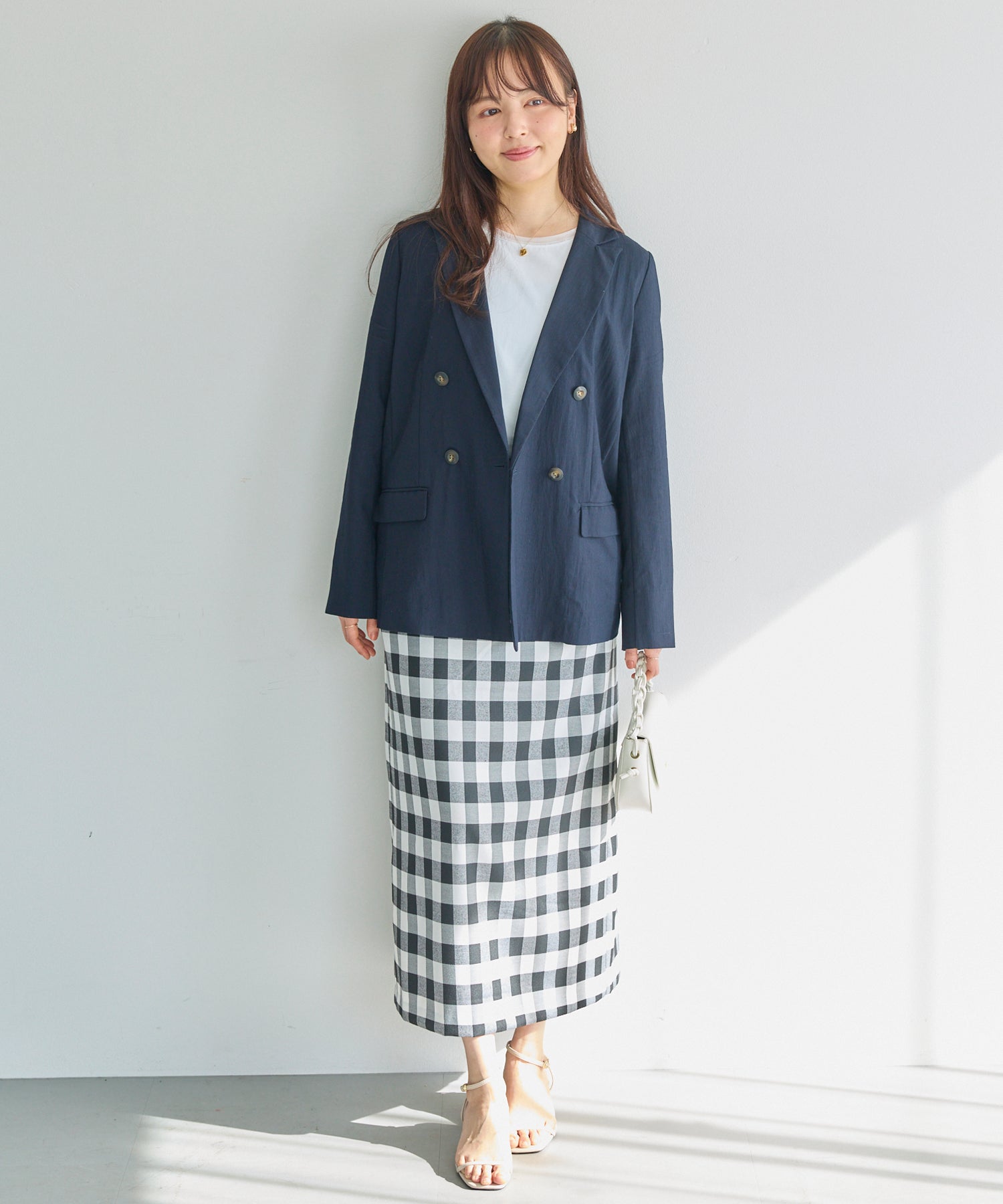 【洗える】ギンガムチェックナロースカート