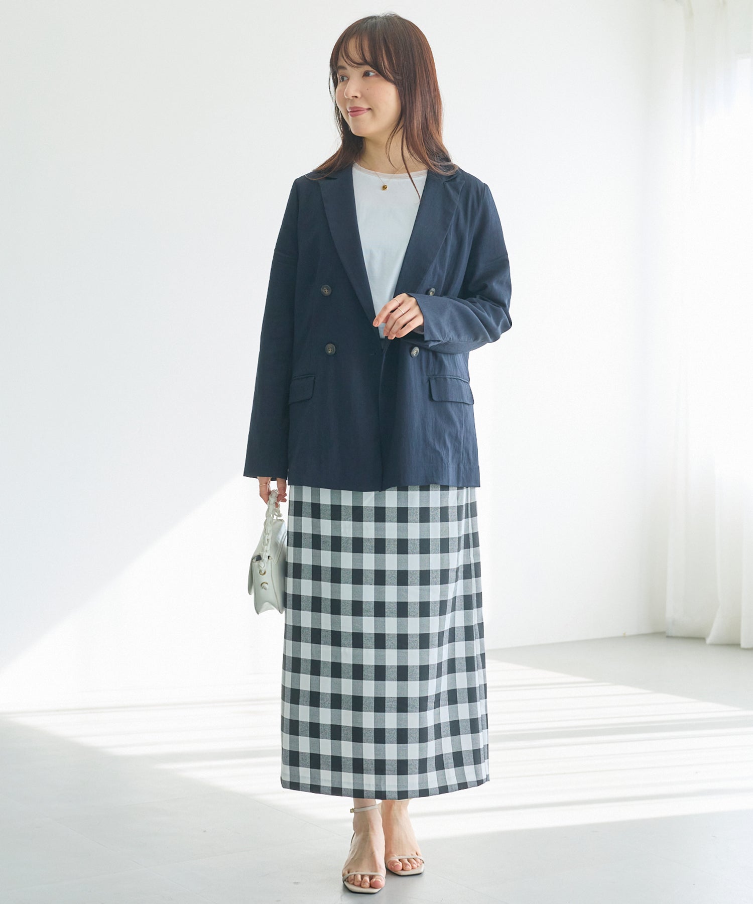 【洗える】ギンガムチェックナロースカート