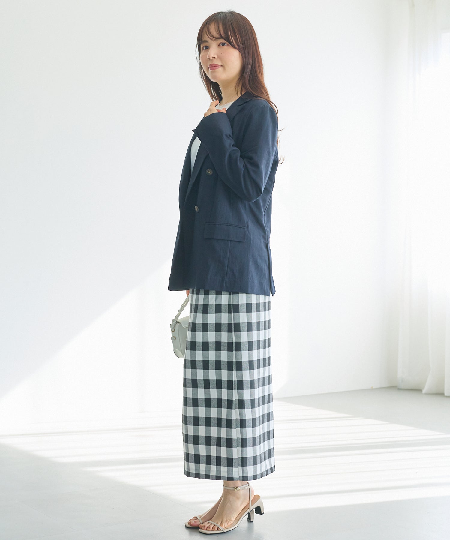 【洗える】ギンガムチェックナロースカート