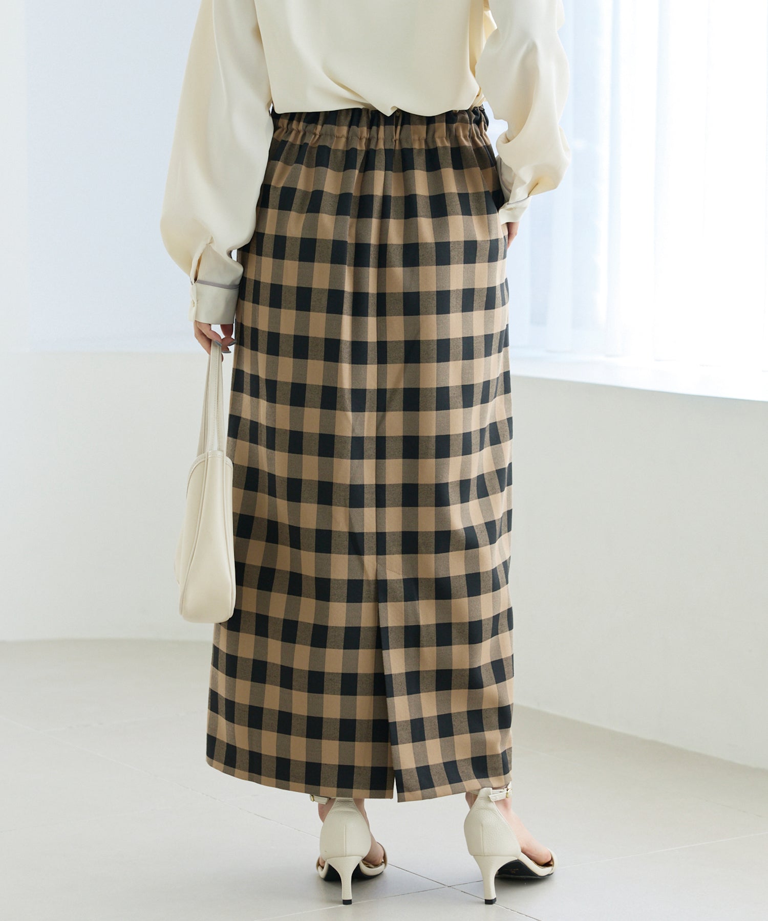【洗える】ギンガムチェックナロースカート