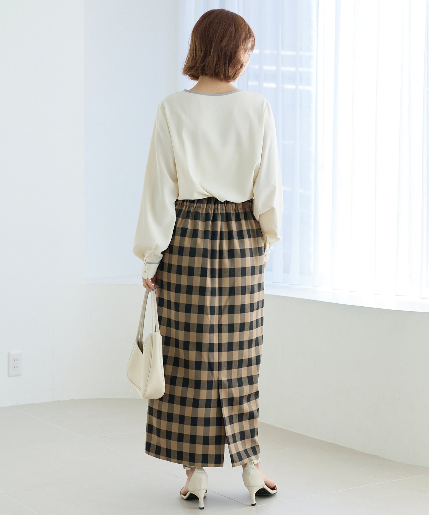 【洗える】ギンガムチェックナロースカート