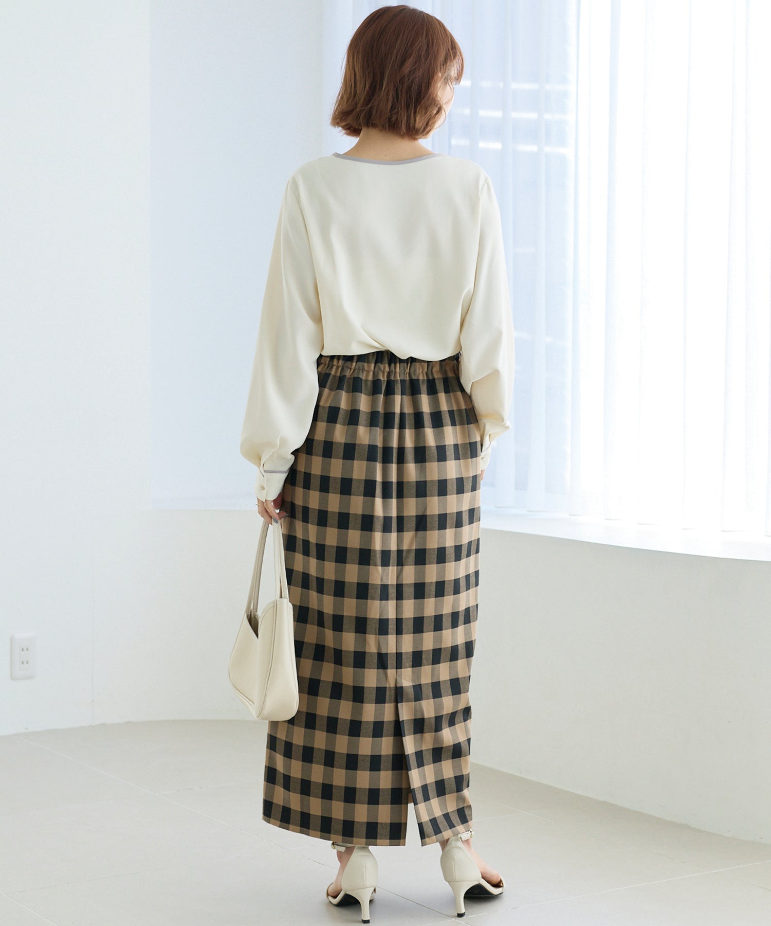 【洗える】パイピング配色ブラウス