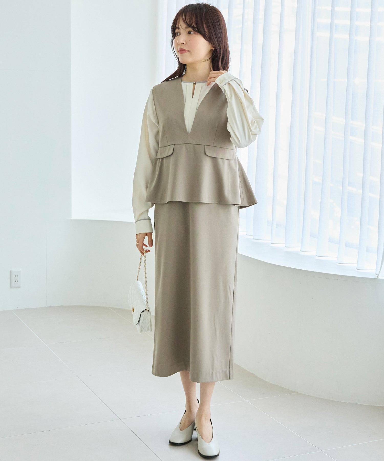 【洗える】パイピング配色ブラウス