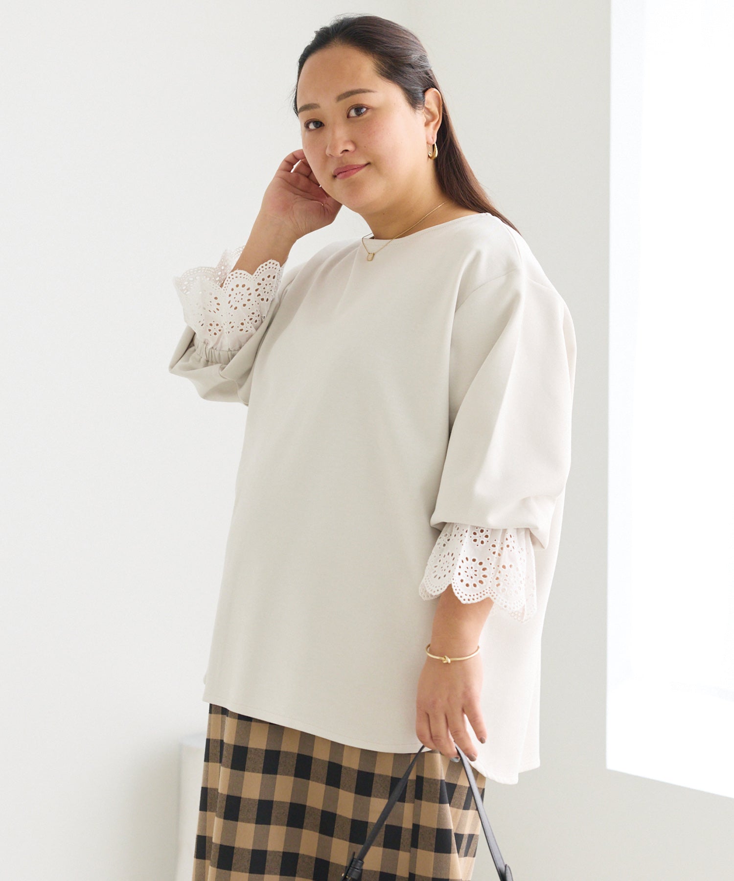 オフホワイト　model:161cm 着用サイズ:3L