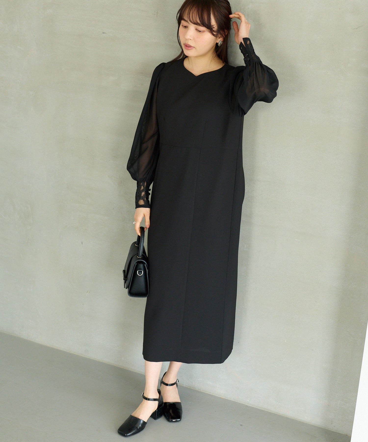 シアースリーブ切替ワンピース