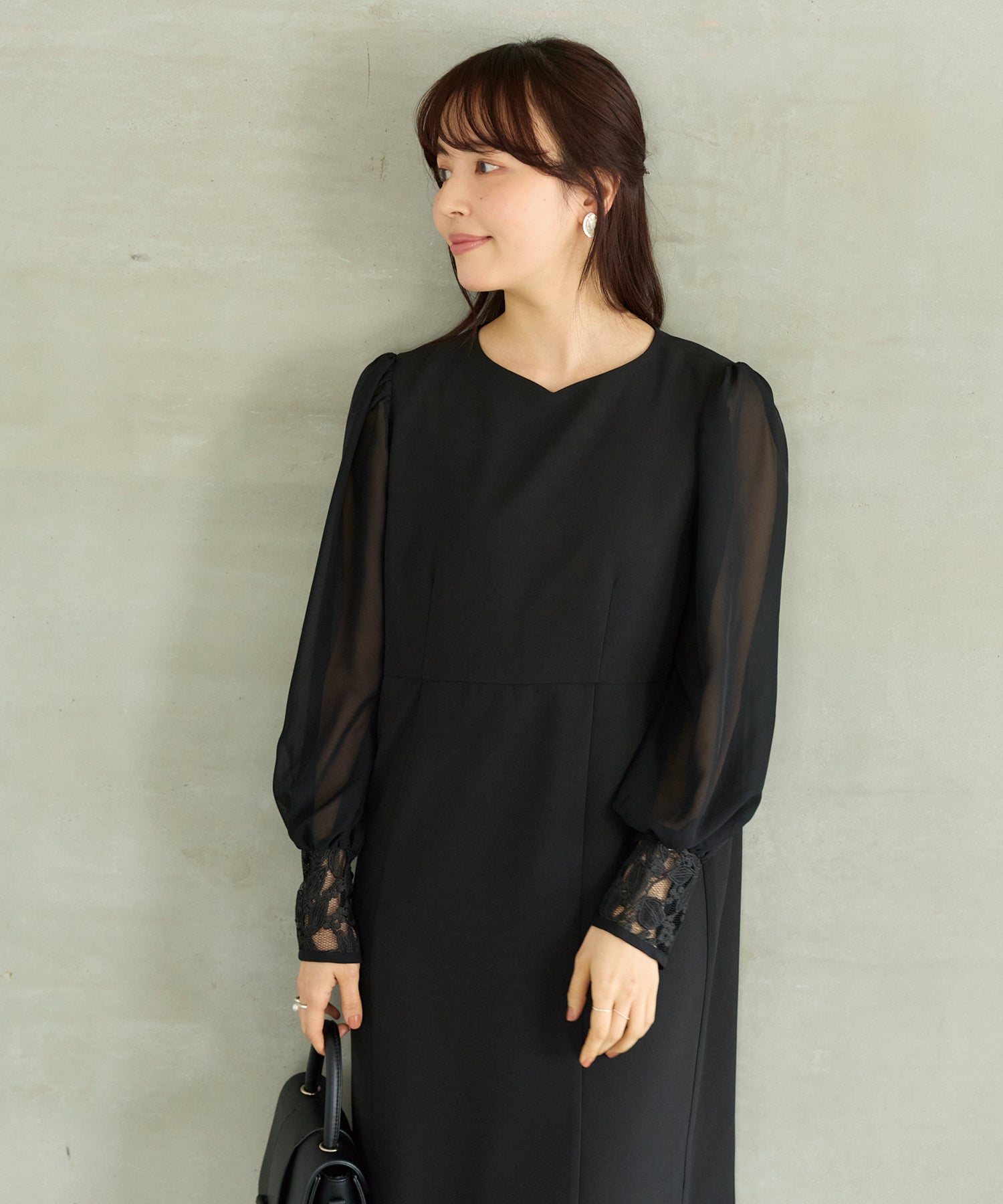 シアースリーブ切替ワンピース