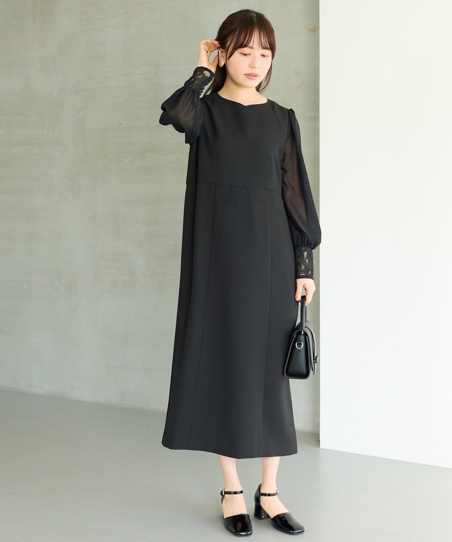 シアースリーブ切替ワンピース