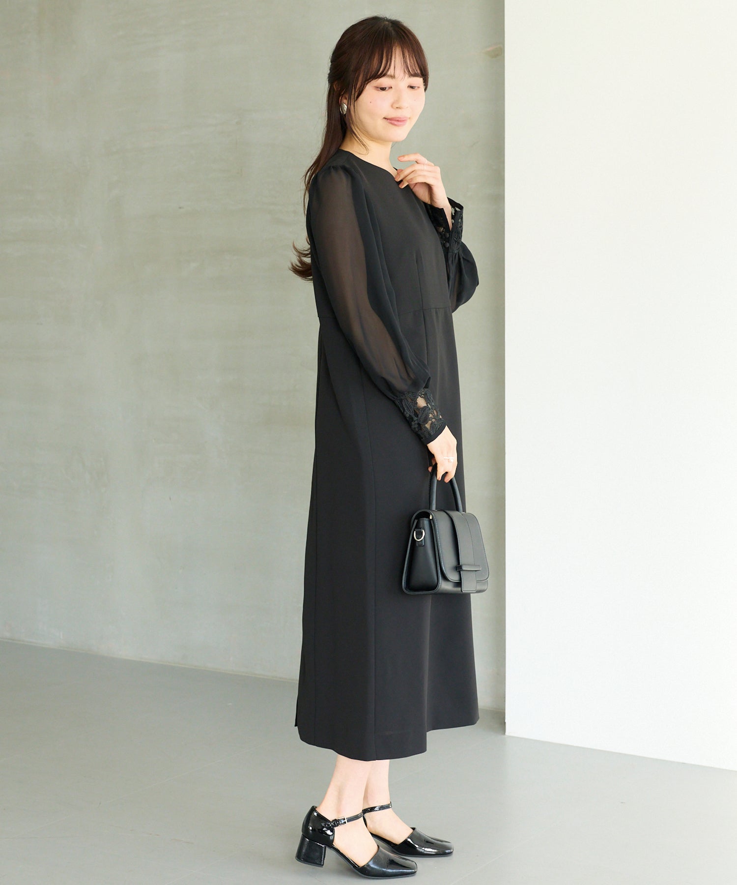 シアースリーブ切替ワンピース