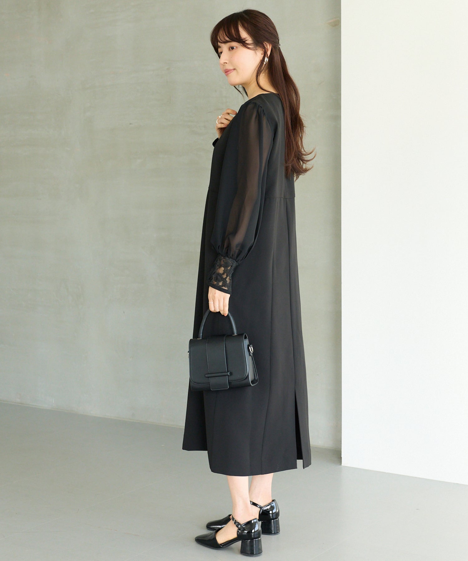 シアースリーブ切替ワンピース