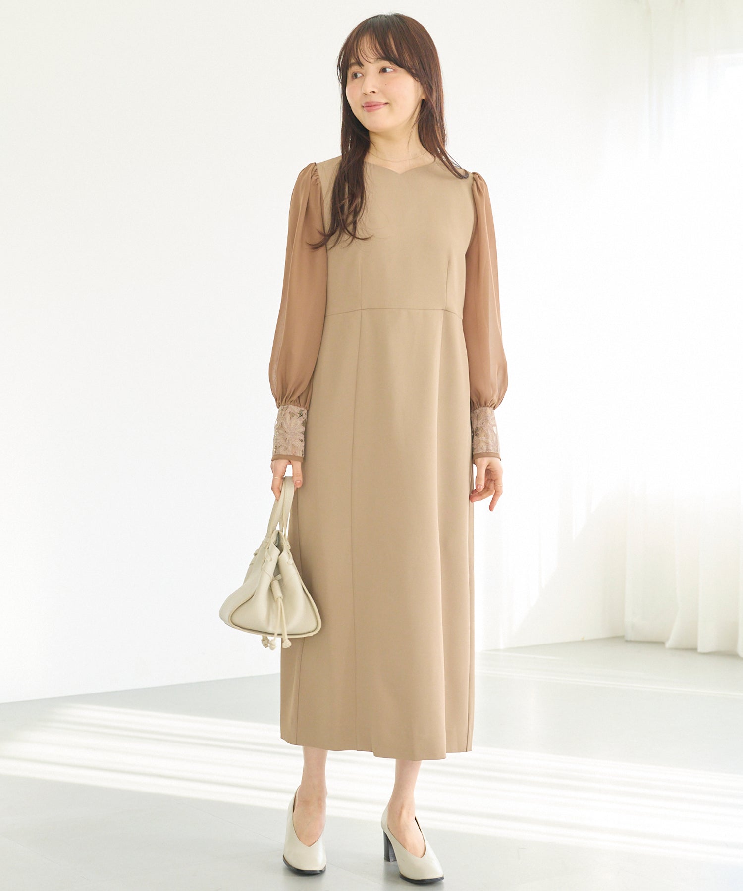 シアースリーブ切替ワンピース