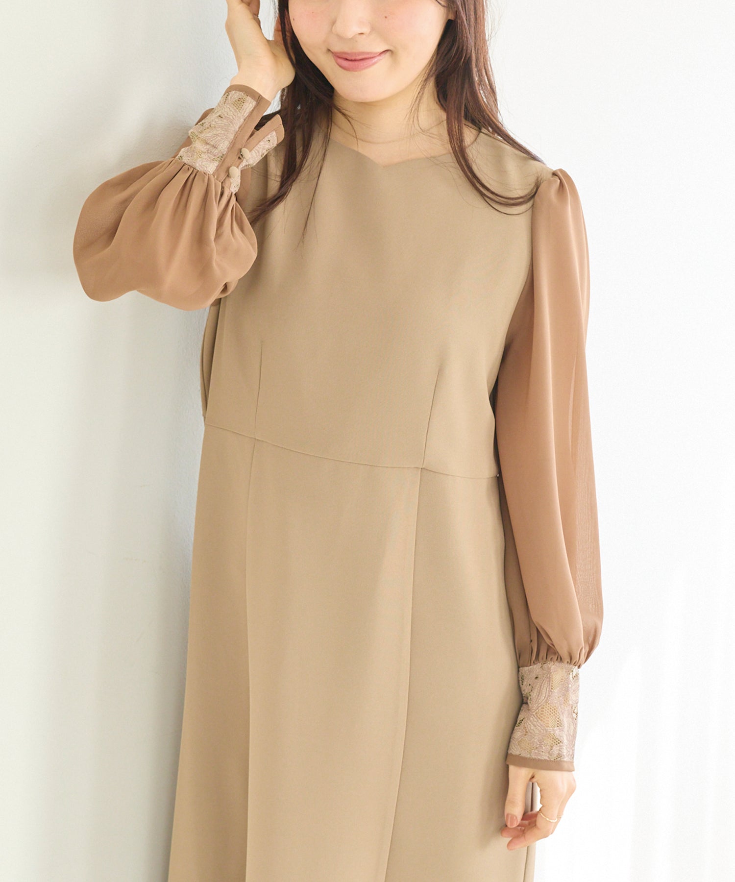 シアースリーブ切替ワンピース