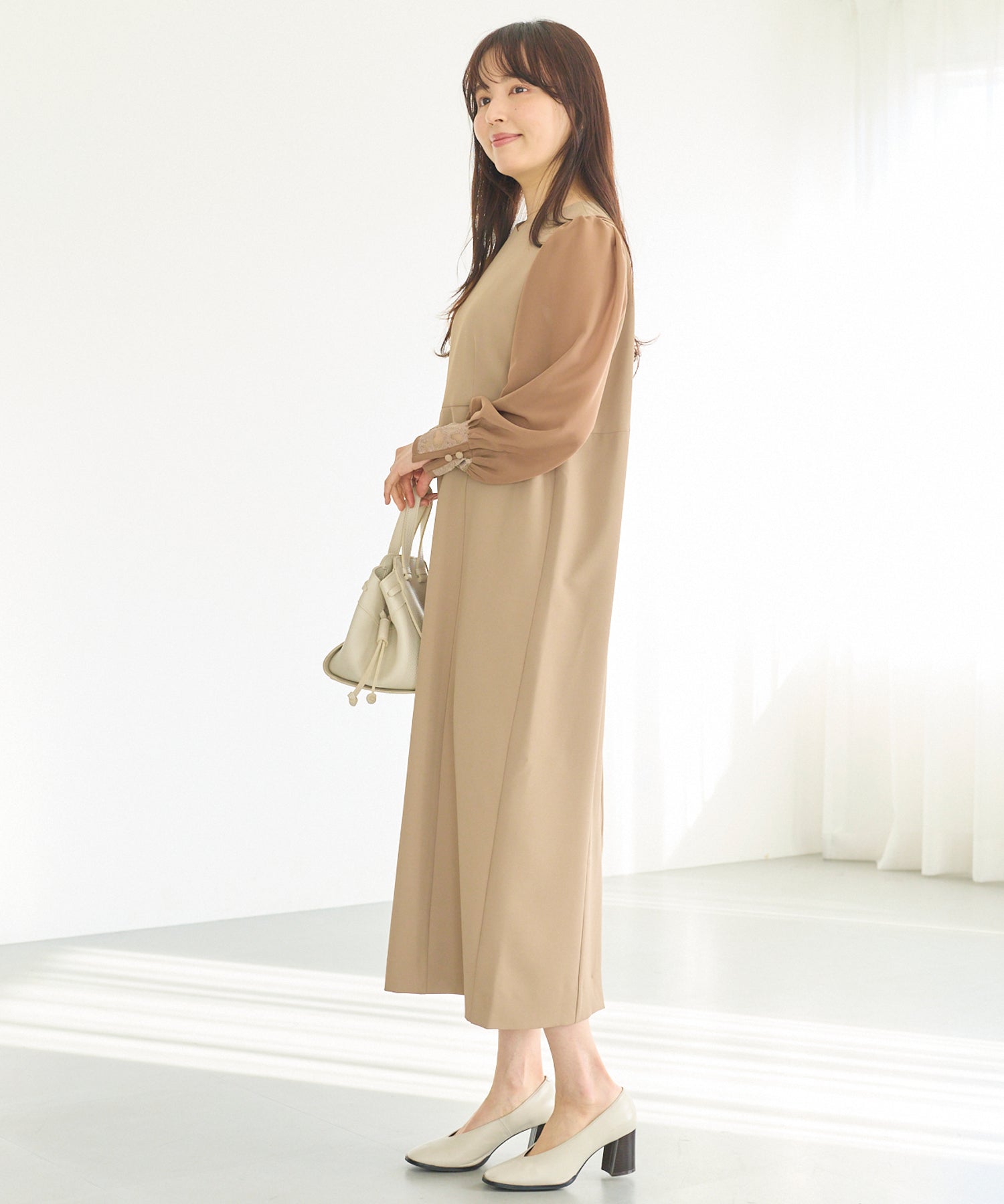 シアースリーブ切替ワンピース