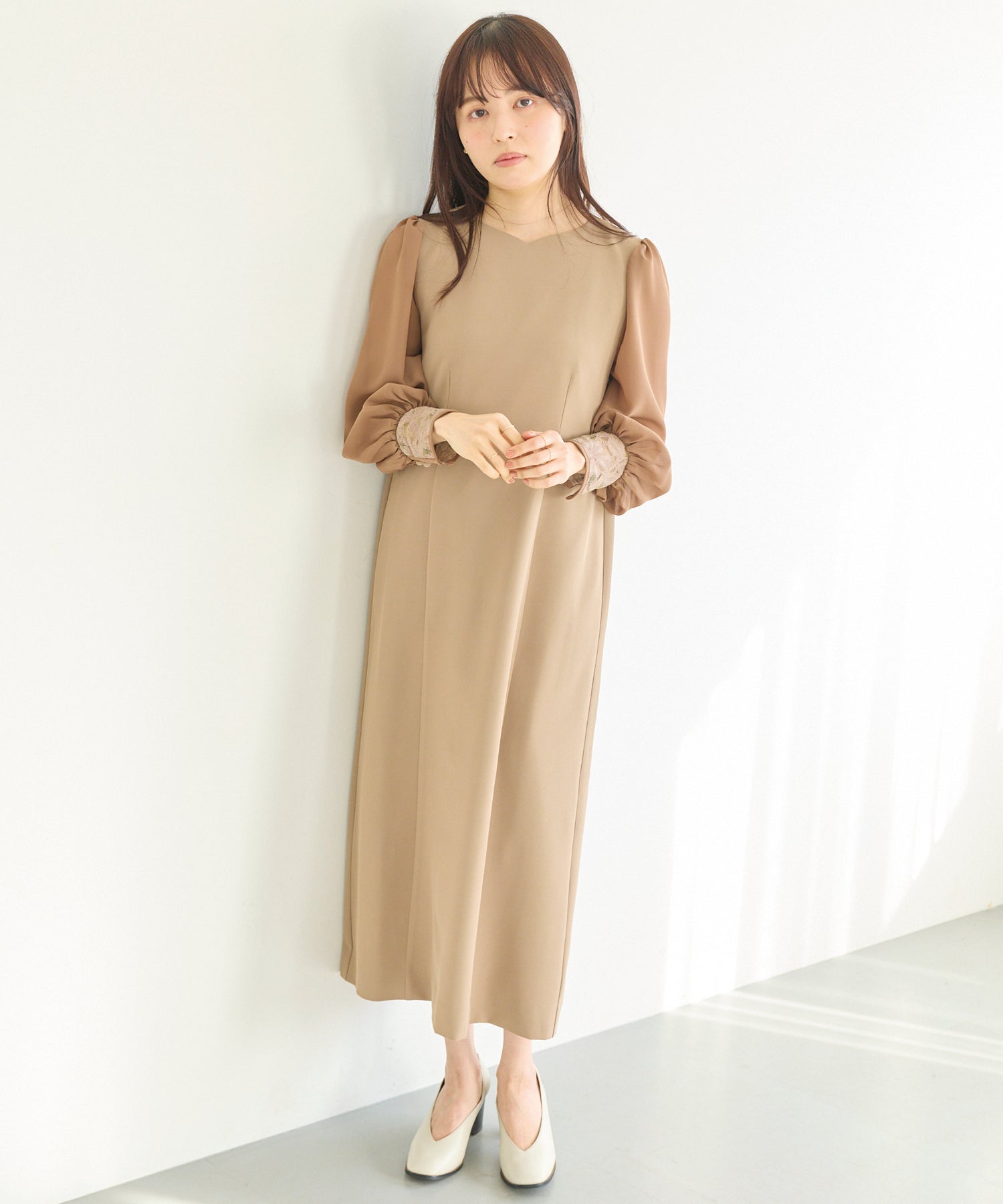 シアースリーブ切替ワンピース