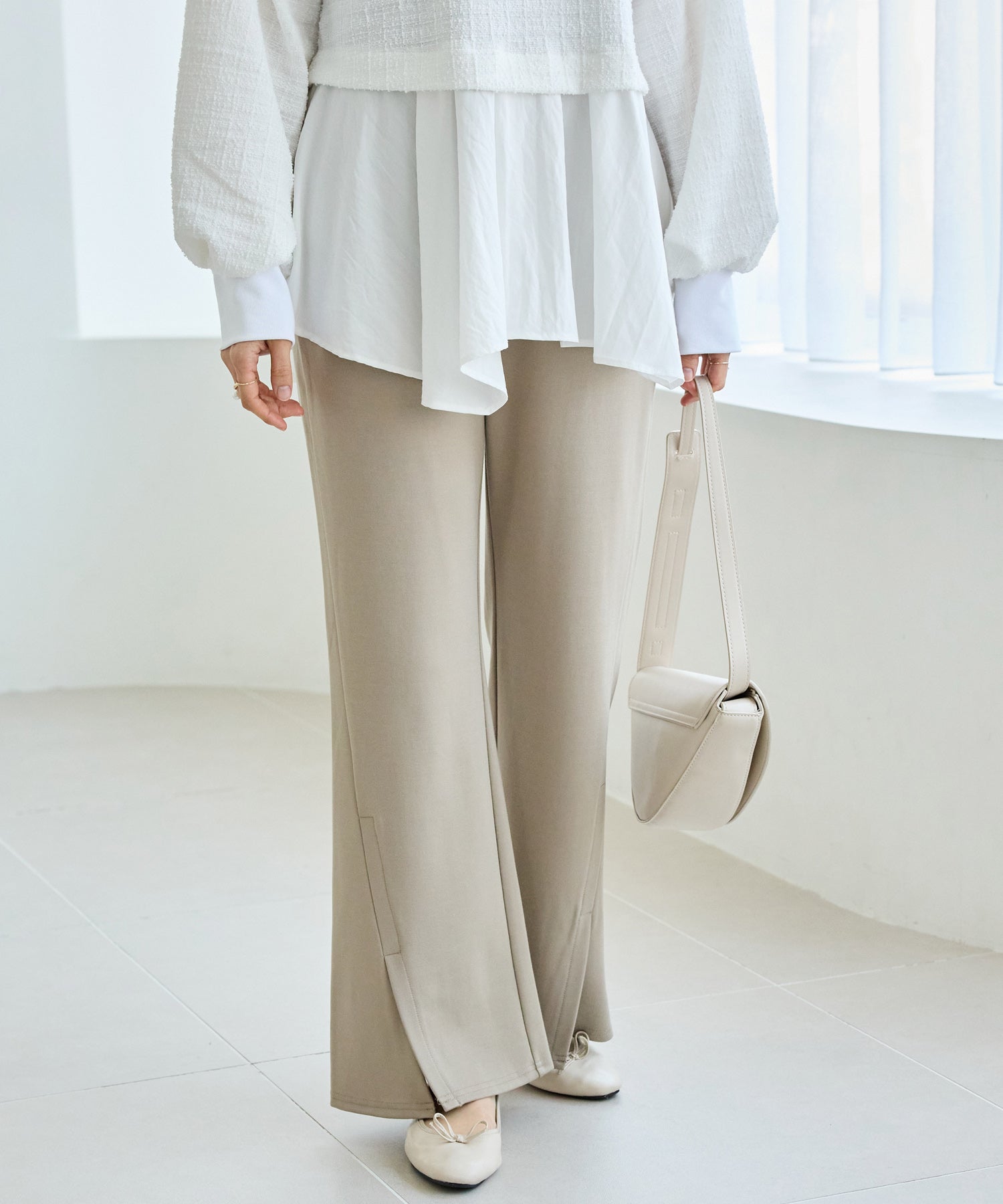 ベージュ　model:163cm 着用サイズ:M