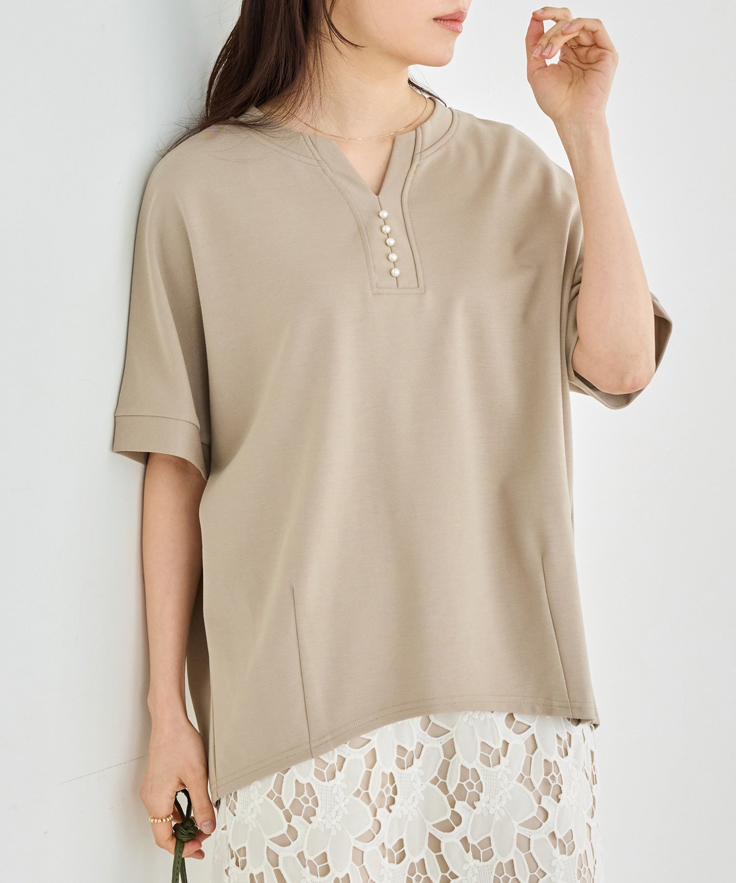 ベージュ　model:163cm 着用サイズ:M