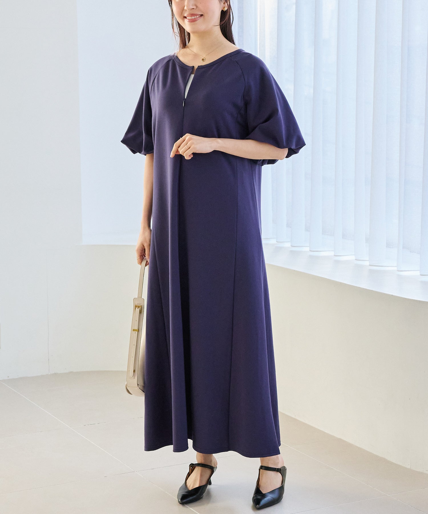 【好機能シリーズ】接触冷感・吸水速乾｜2WAYボリュームスリーブワンピース