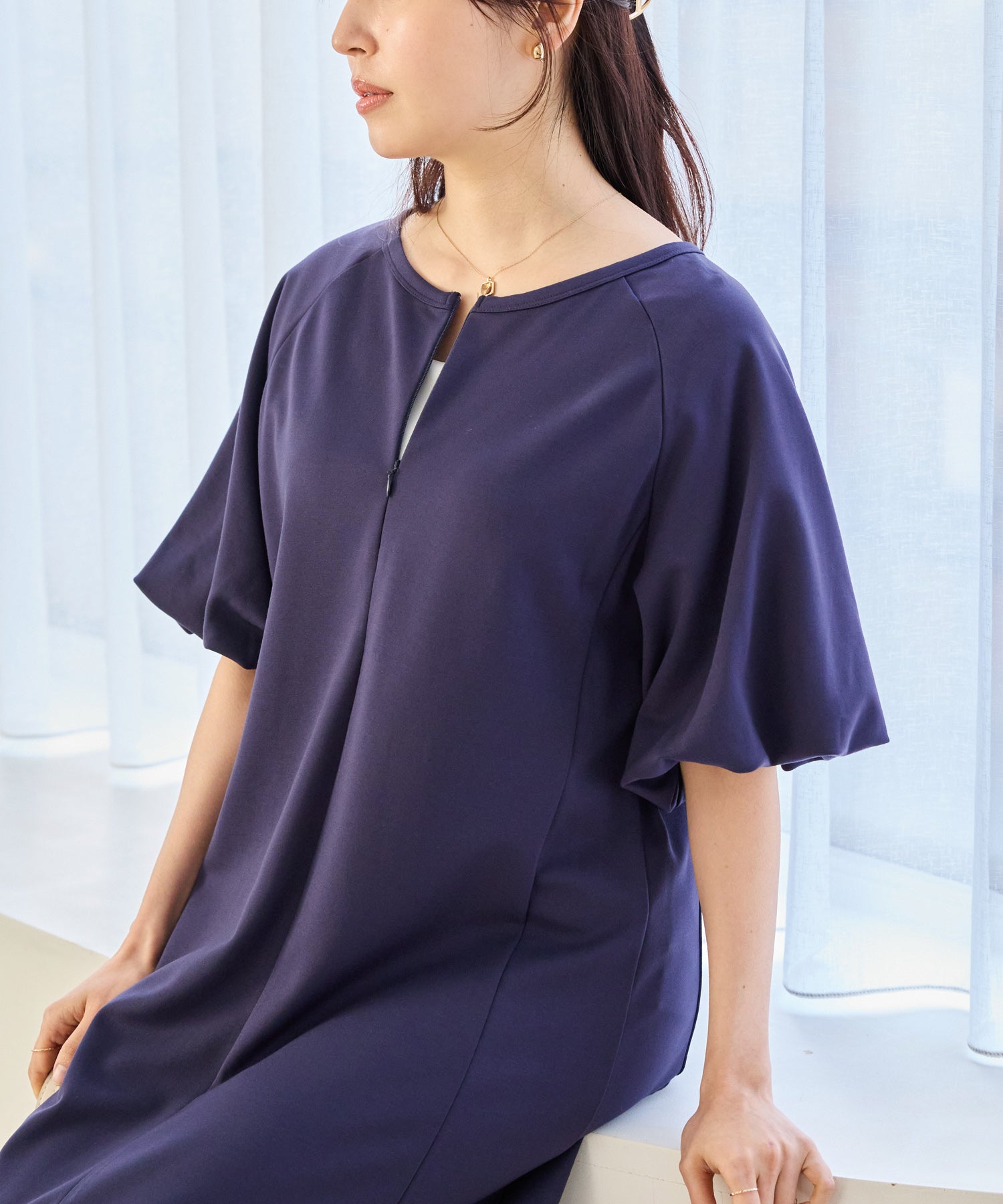 【好機能シリーズ】接触冷感・吸水速乾｜2WAYボリュームスリーブワンピース