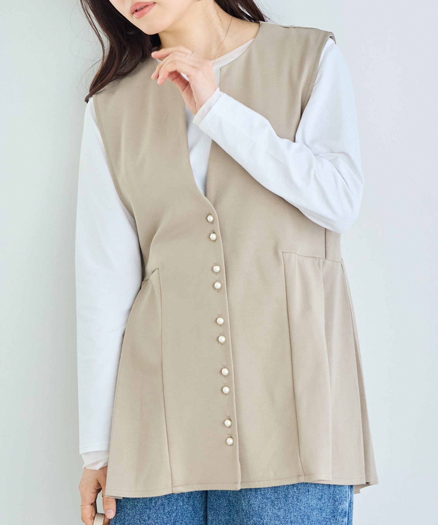 ベージュ　model:163cm 着用サイズ:M