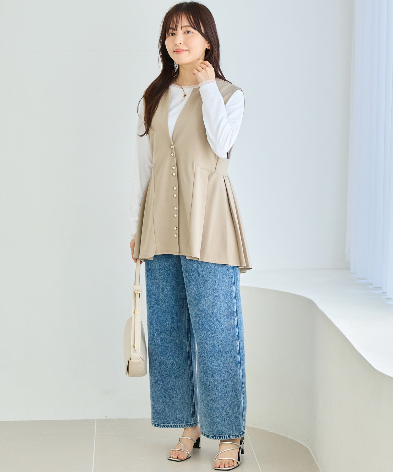 【好機能シリーズ】接触冷感・吸水速乾｜ダブルパール釦タックベスト