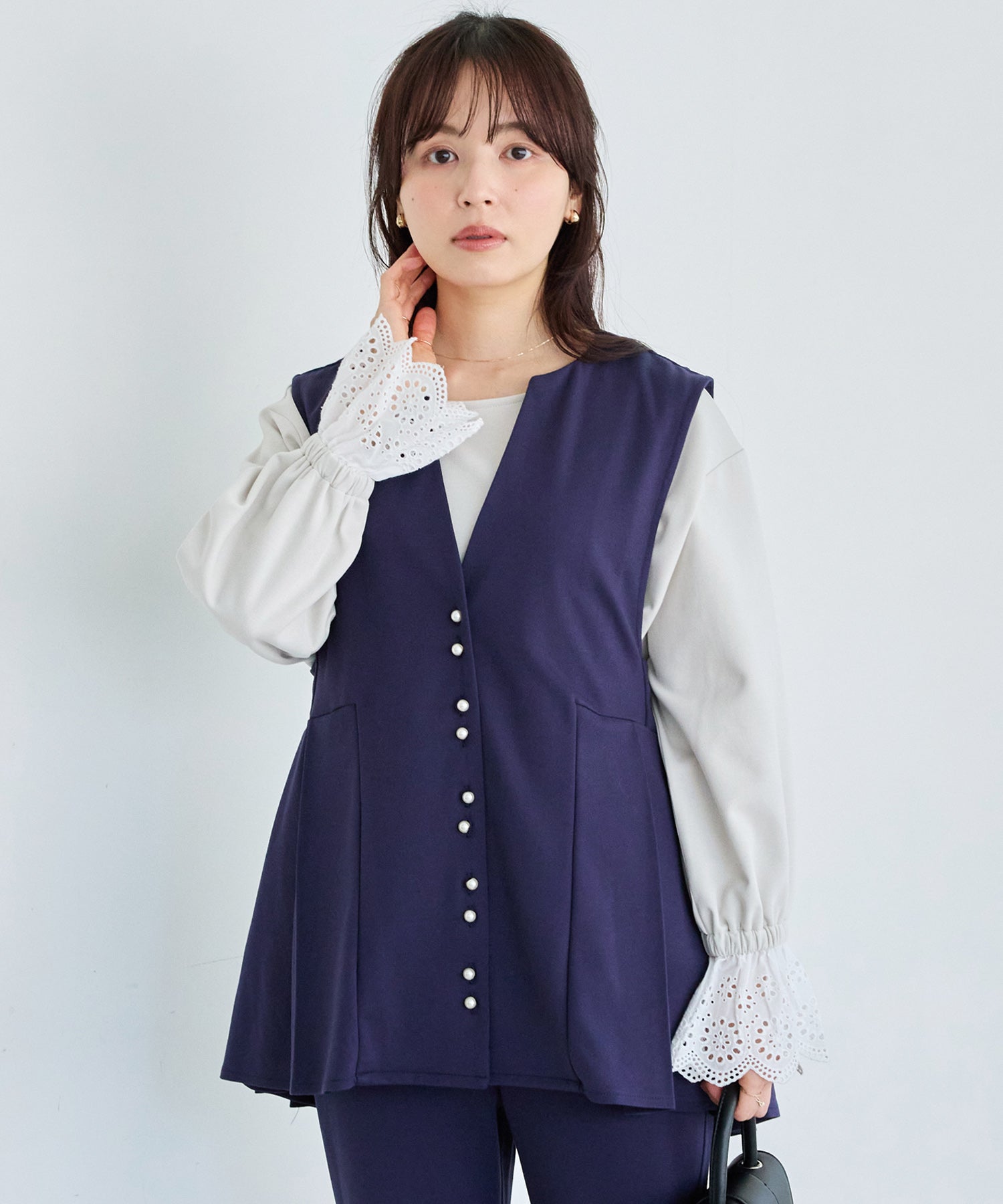 ネイビー　model:163cm 着用サイズ:M