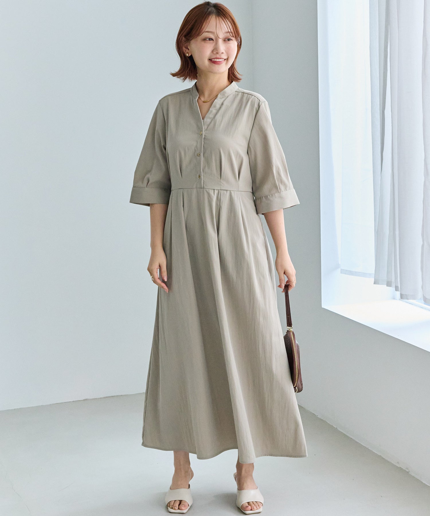 ベージュ　model:156cm 着用サイズ:M