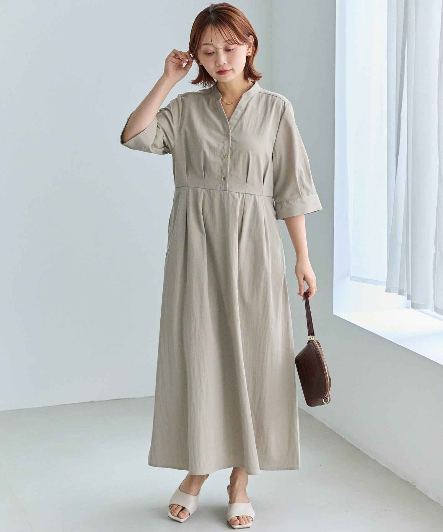 ベージュ　model:156cm 着用サイズ:M