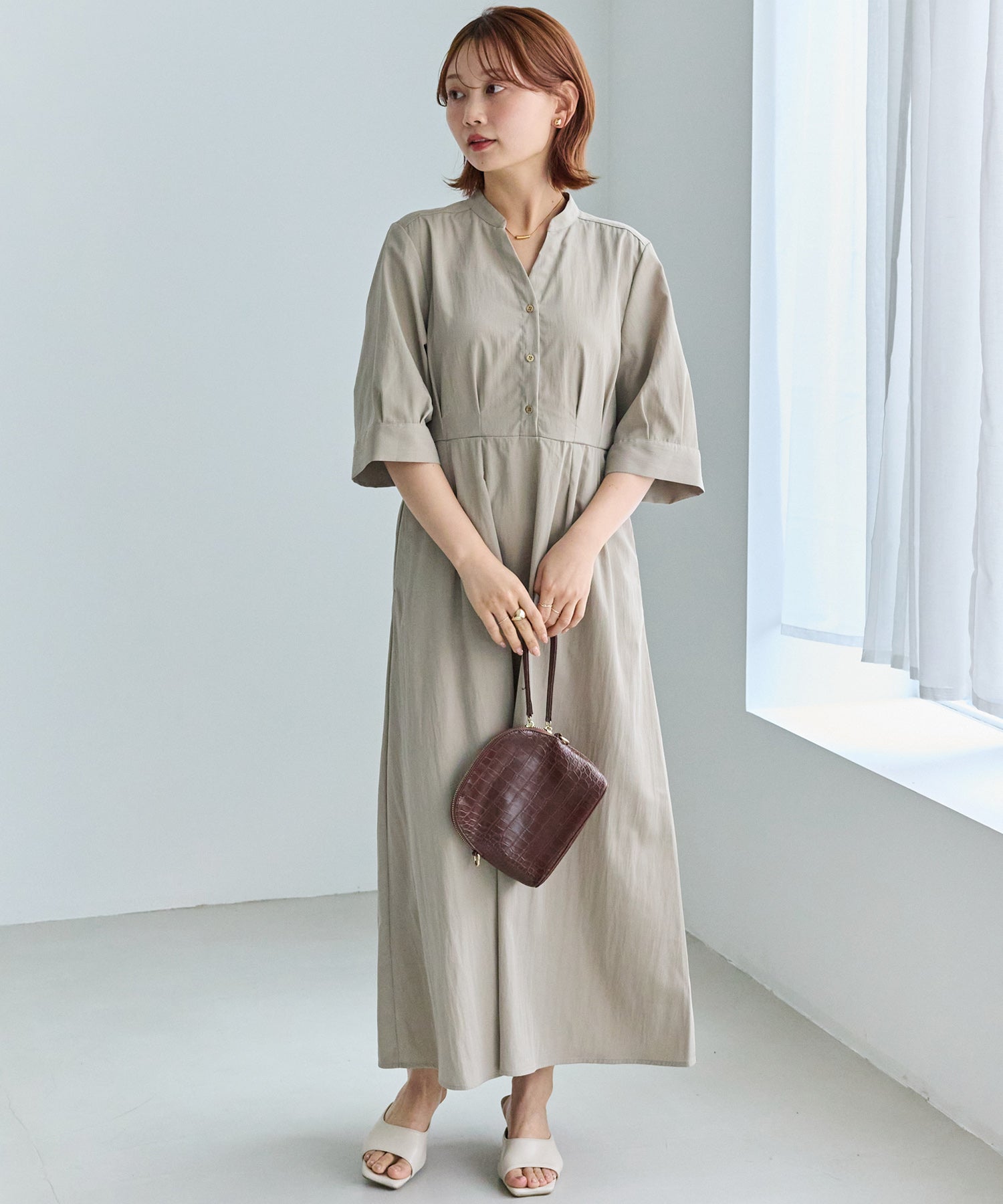 【好機能シリーズ】UVカット・接触冷感・速乾｜ウエストタックワンピース