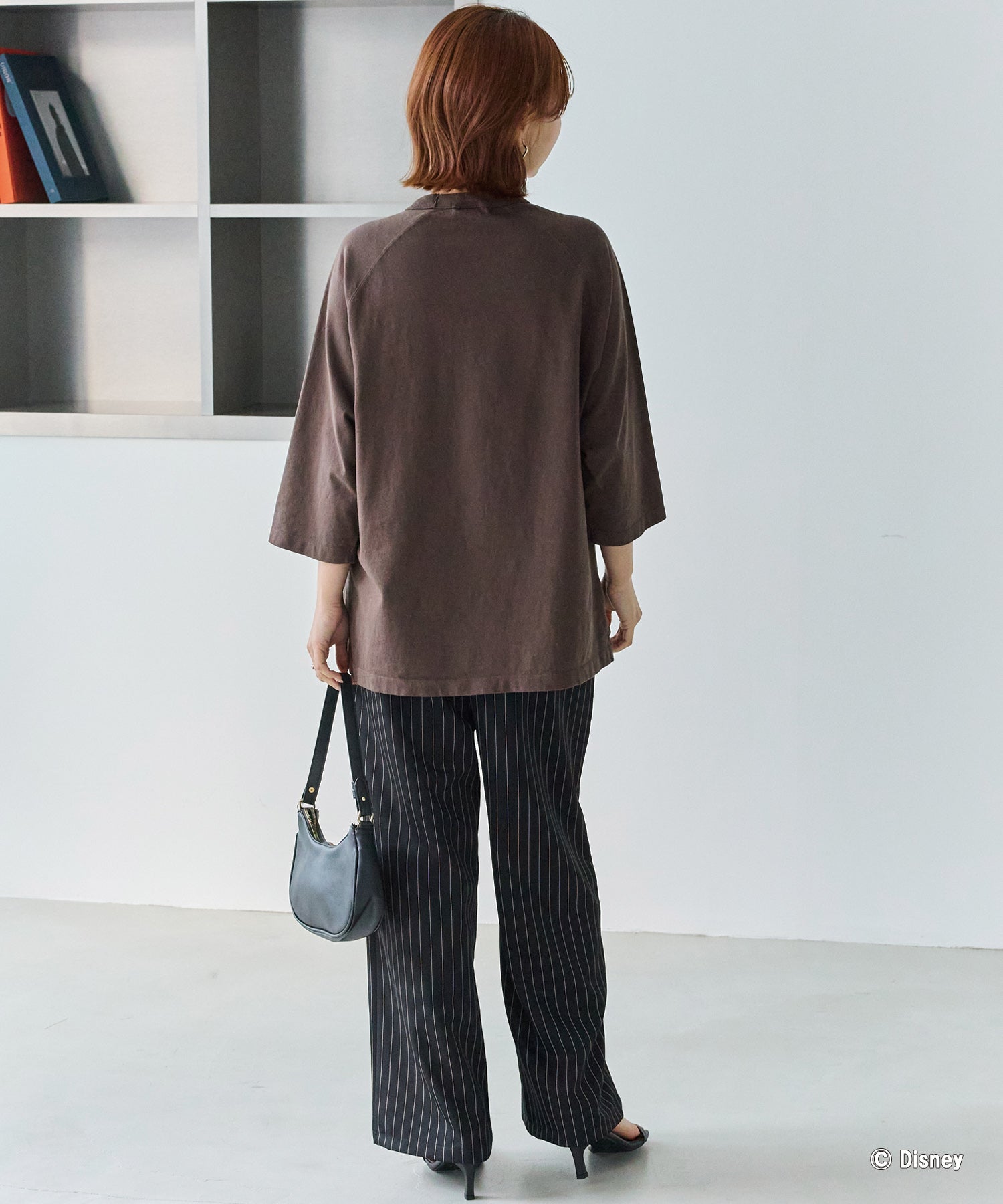 【洗える】ウエストシャーリングピンストライプパンツ