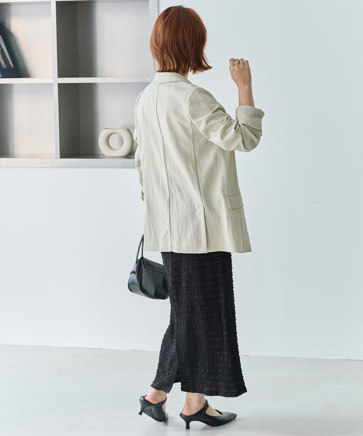 ジャガードシャーリングナロースカート