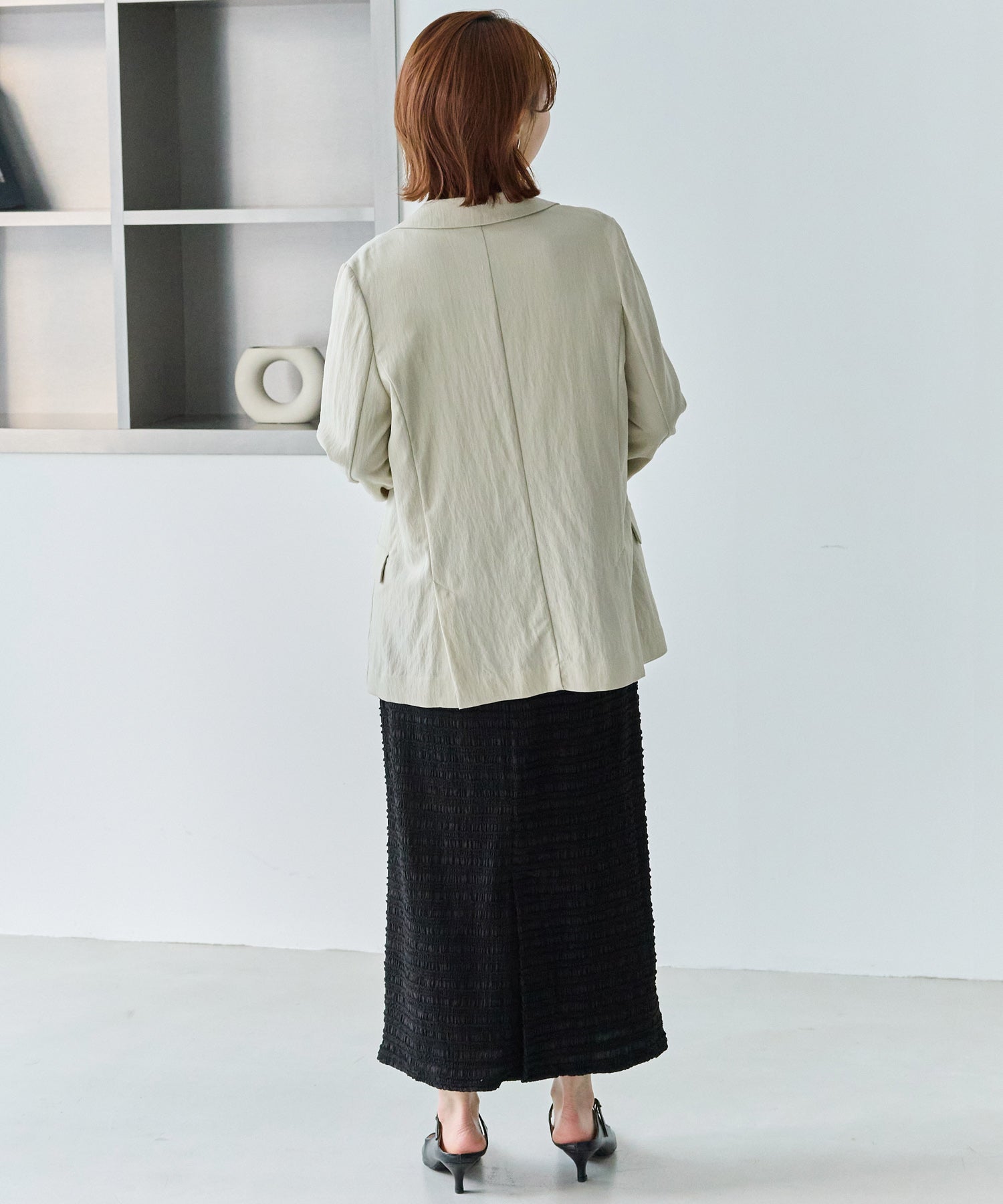 ジャガードシャーリングナロースカート