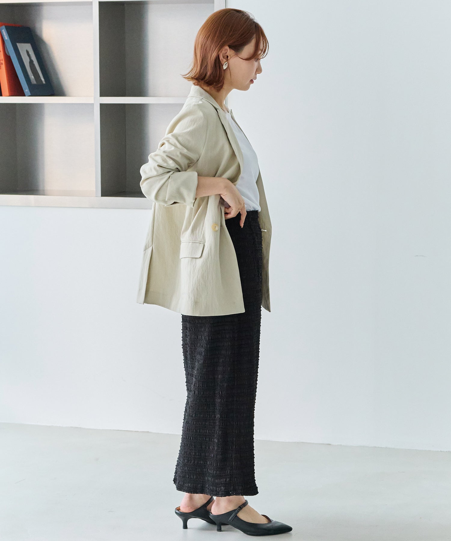 ジャガードシャーリングナロースカート