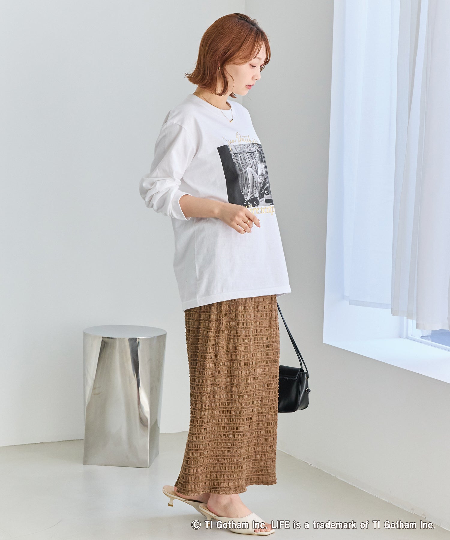 ジャガードシャーリングナロースカート