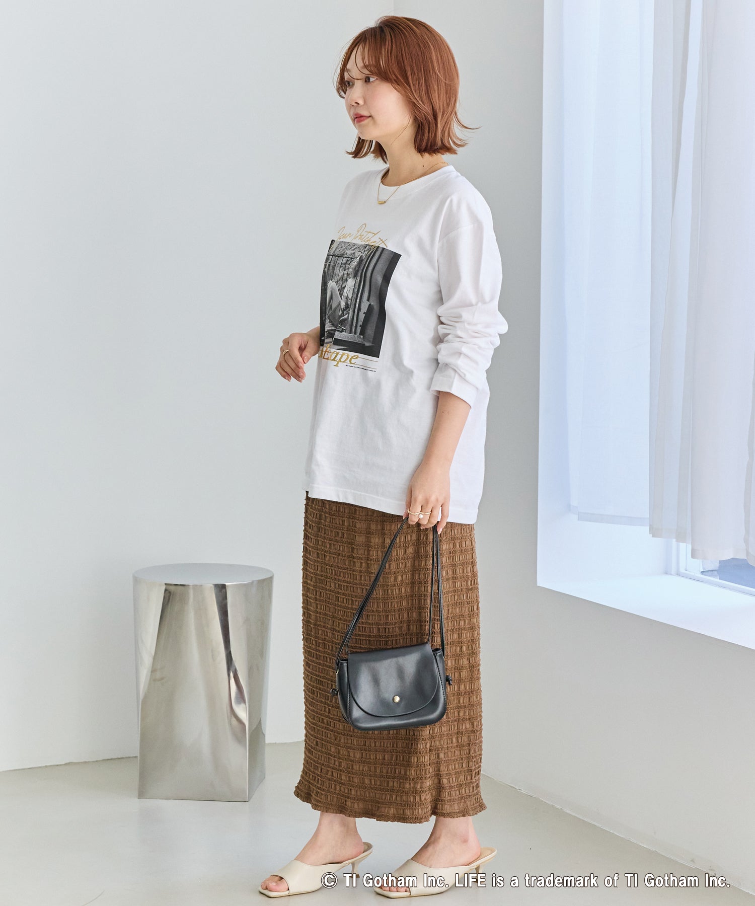 ジャガードシャーリングナロースカート