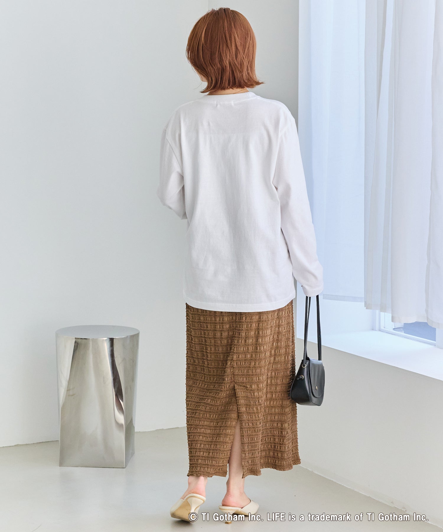 ジャガードシャーリングナロースカート