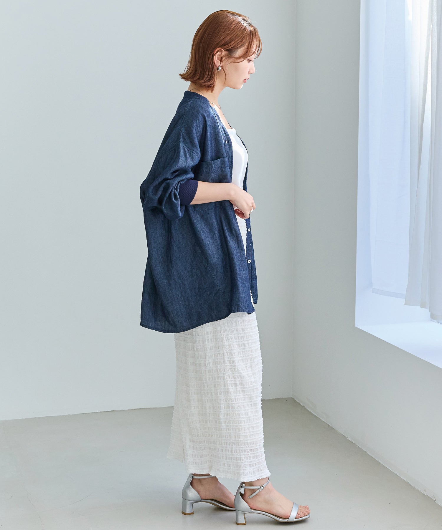 ジャガードシャーリングナロースカート