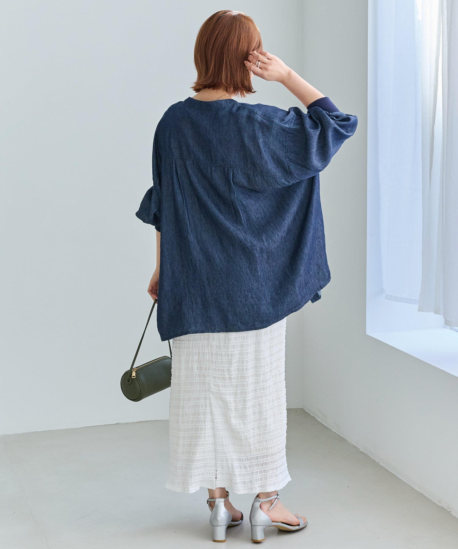 ジャガードシャーリングナロースカート