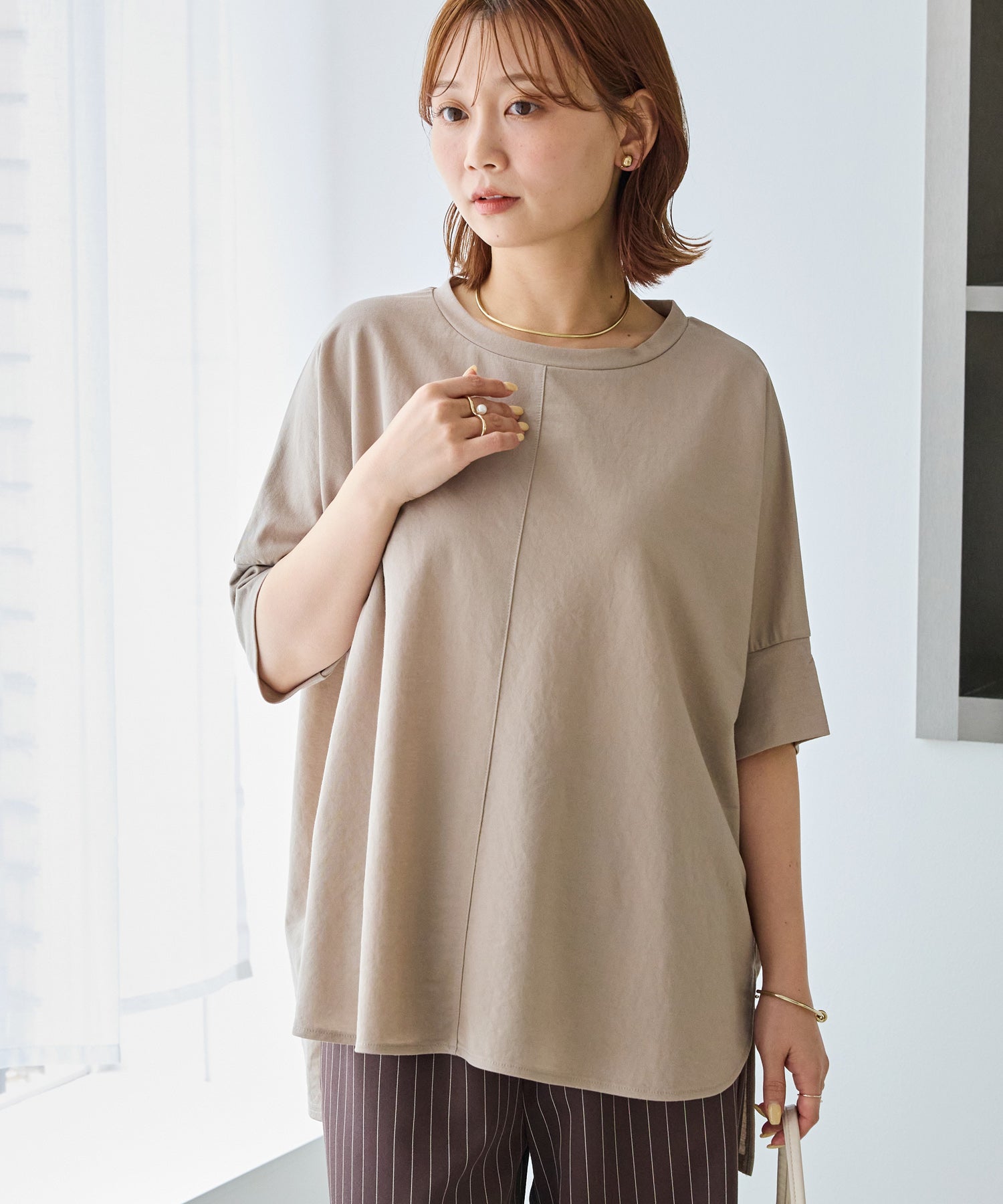 ベージュ　model:156cm 着用サイズ:M