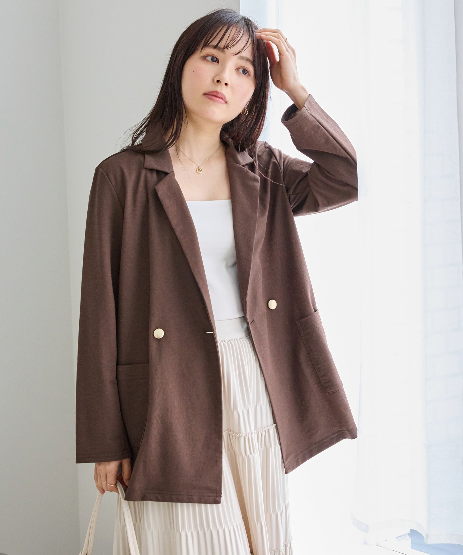 【好機能シリーズ】接触冷感｜トリコットダブルテーラードジャケット