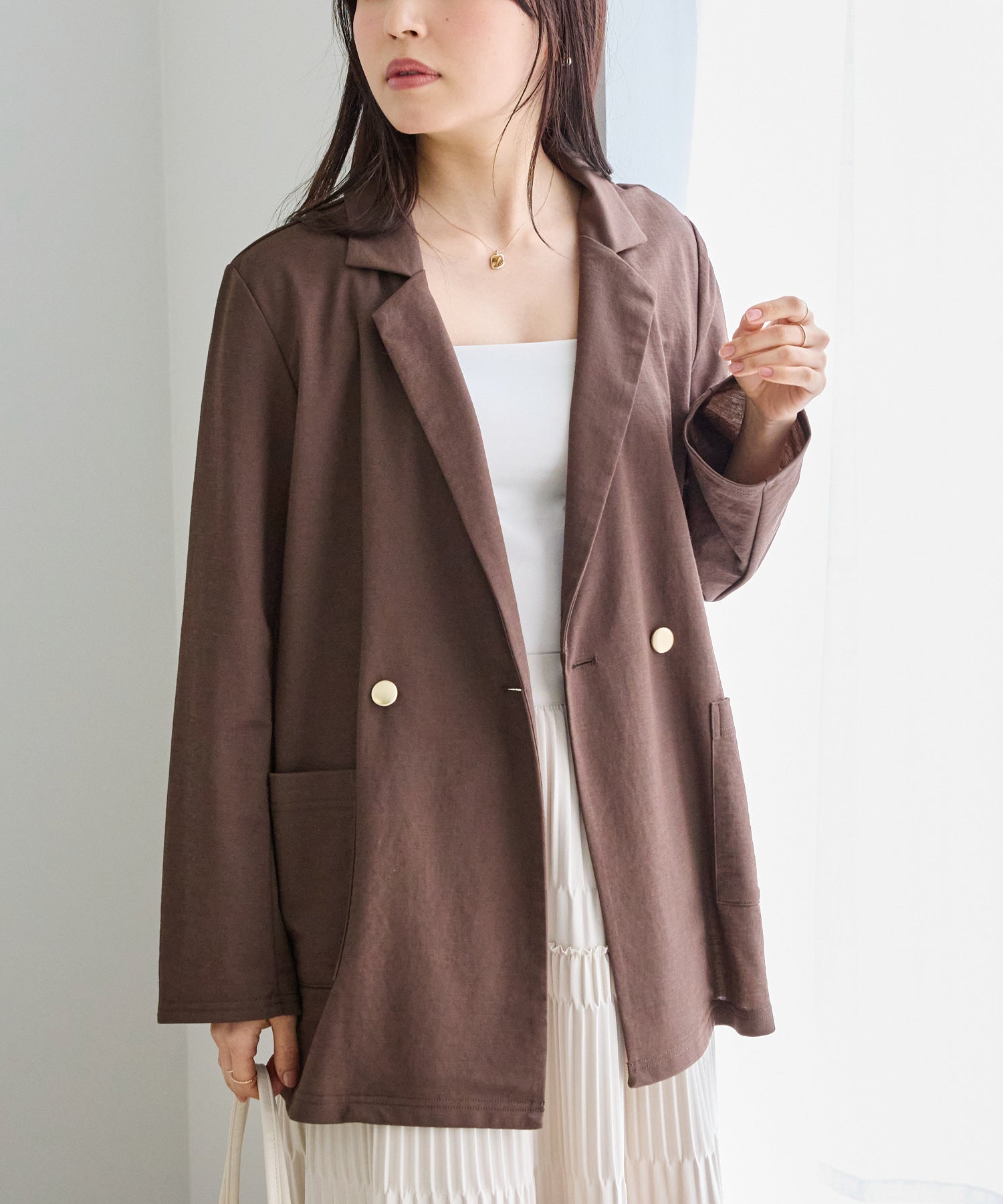 【好機能シリーズ】接触冷感｜トリコットダブルテーラードジャケット