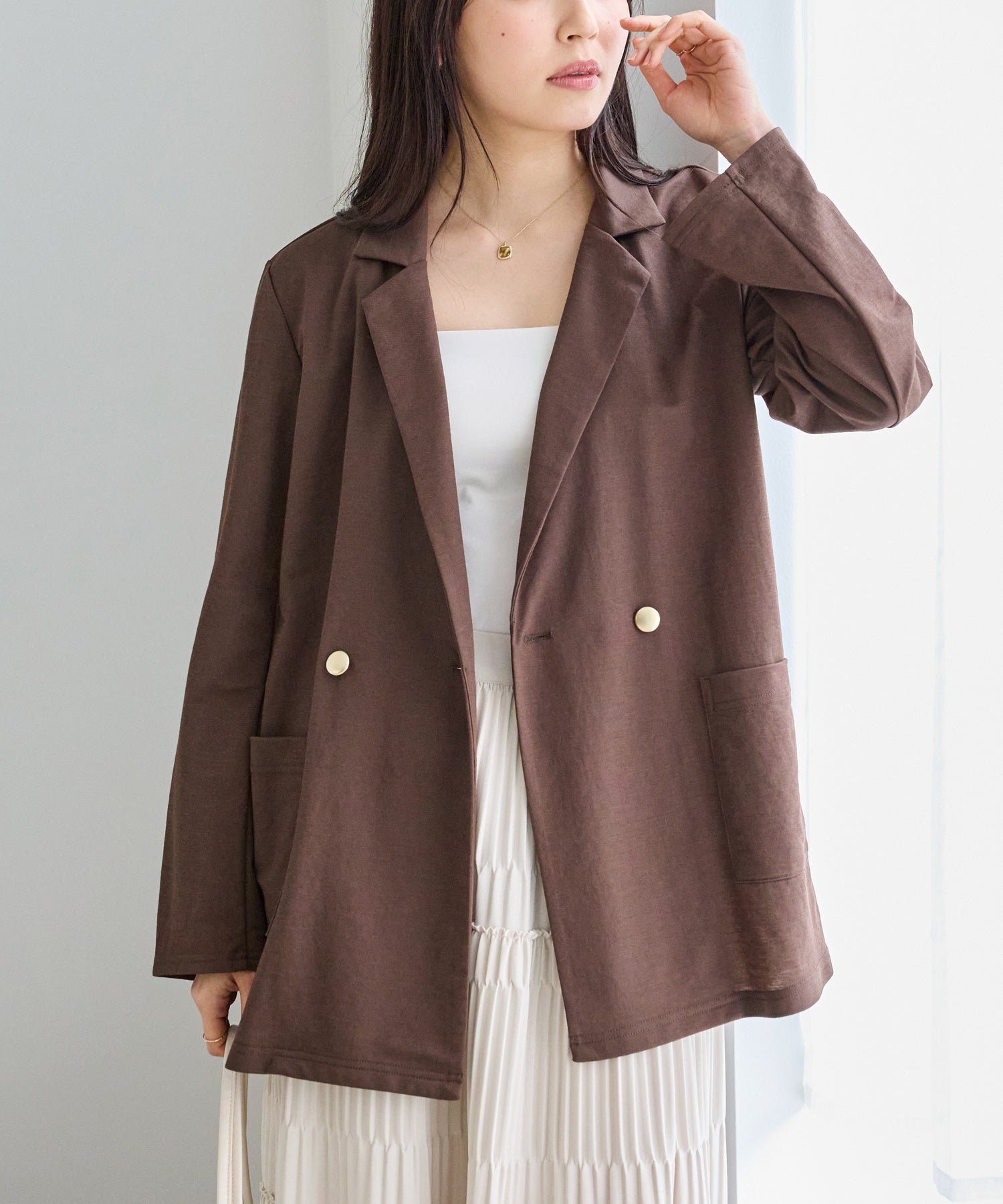 【好機能シリーズ】接触冷感｜トリコットダブルテーラードジャケット