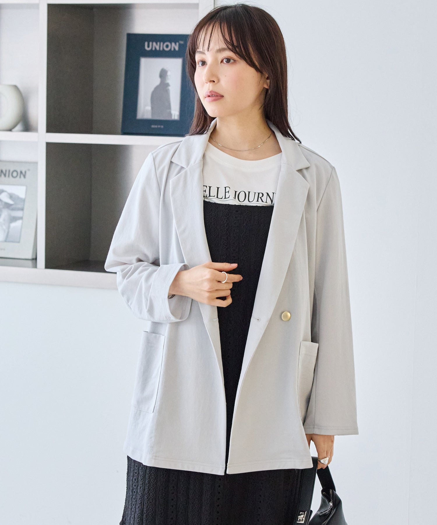 グレー　model:163cm 着用サイズ:M