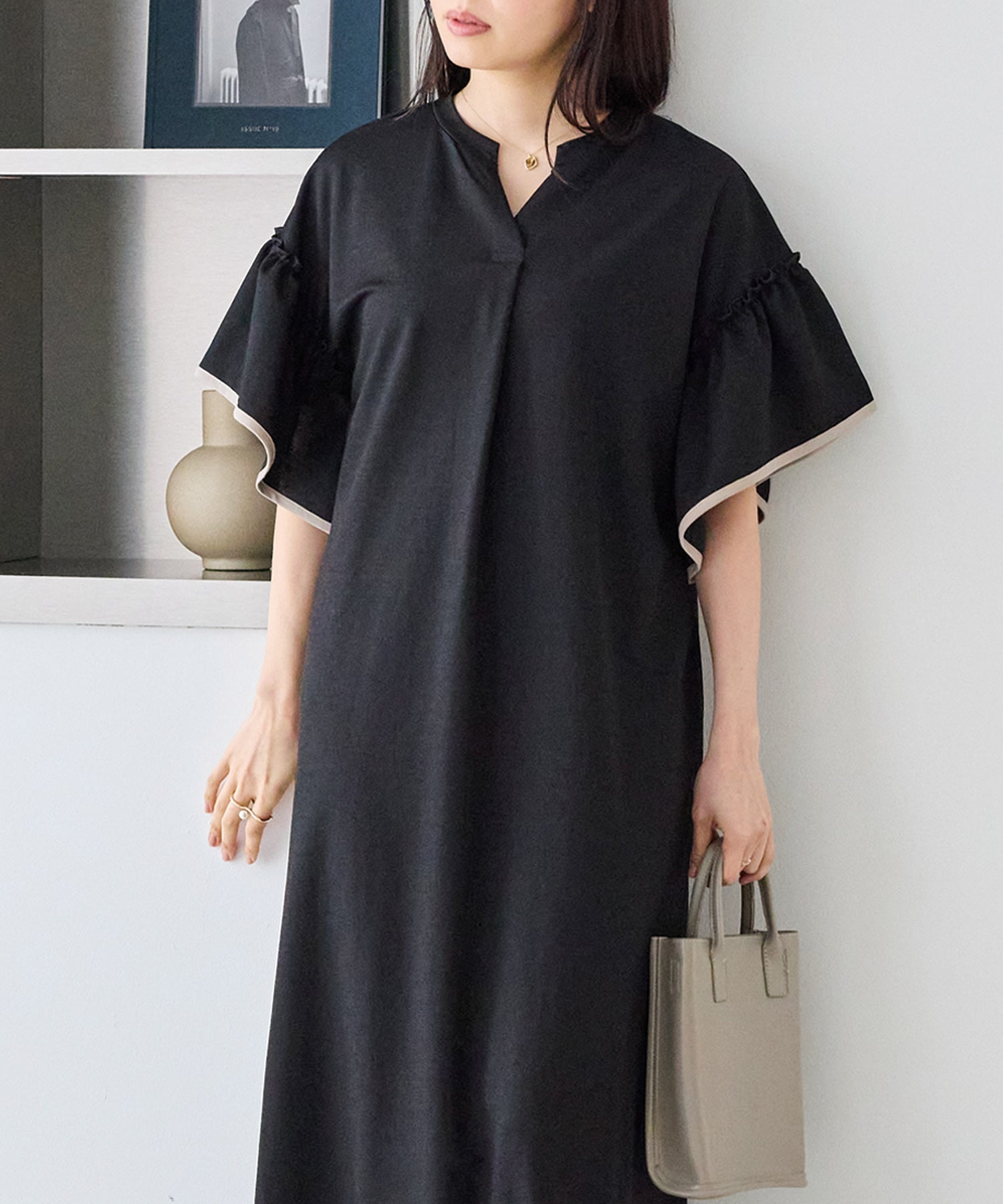 【好機能シリーズ】接触冷感｜トリコットフリルスリーブワンピース