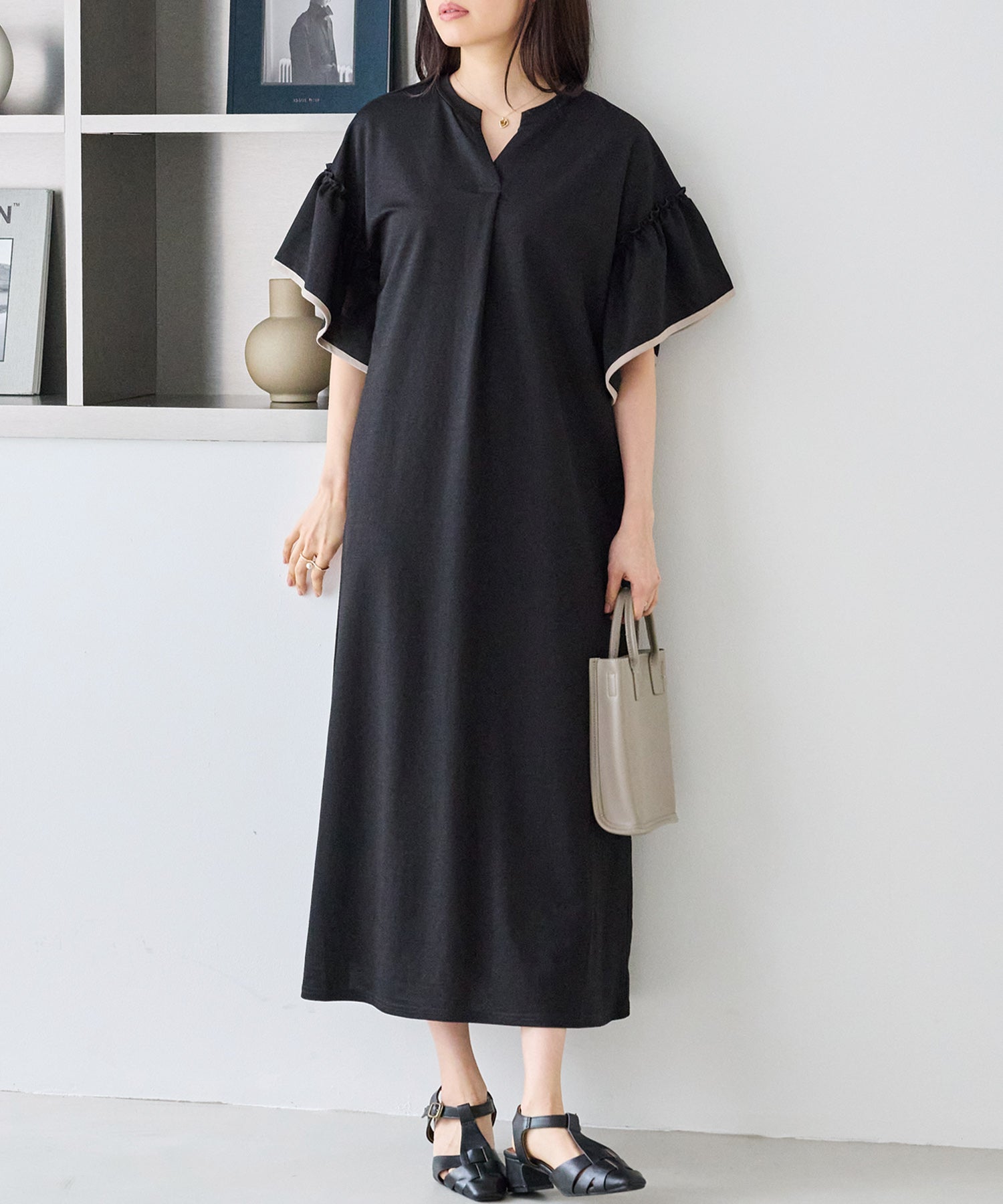 【好機能シリーズ】接触冷感｜トリコットフリルスリーブワンピース