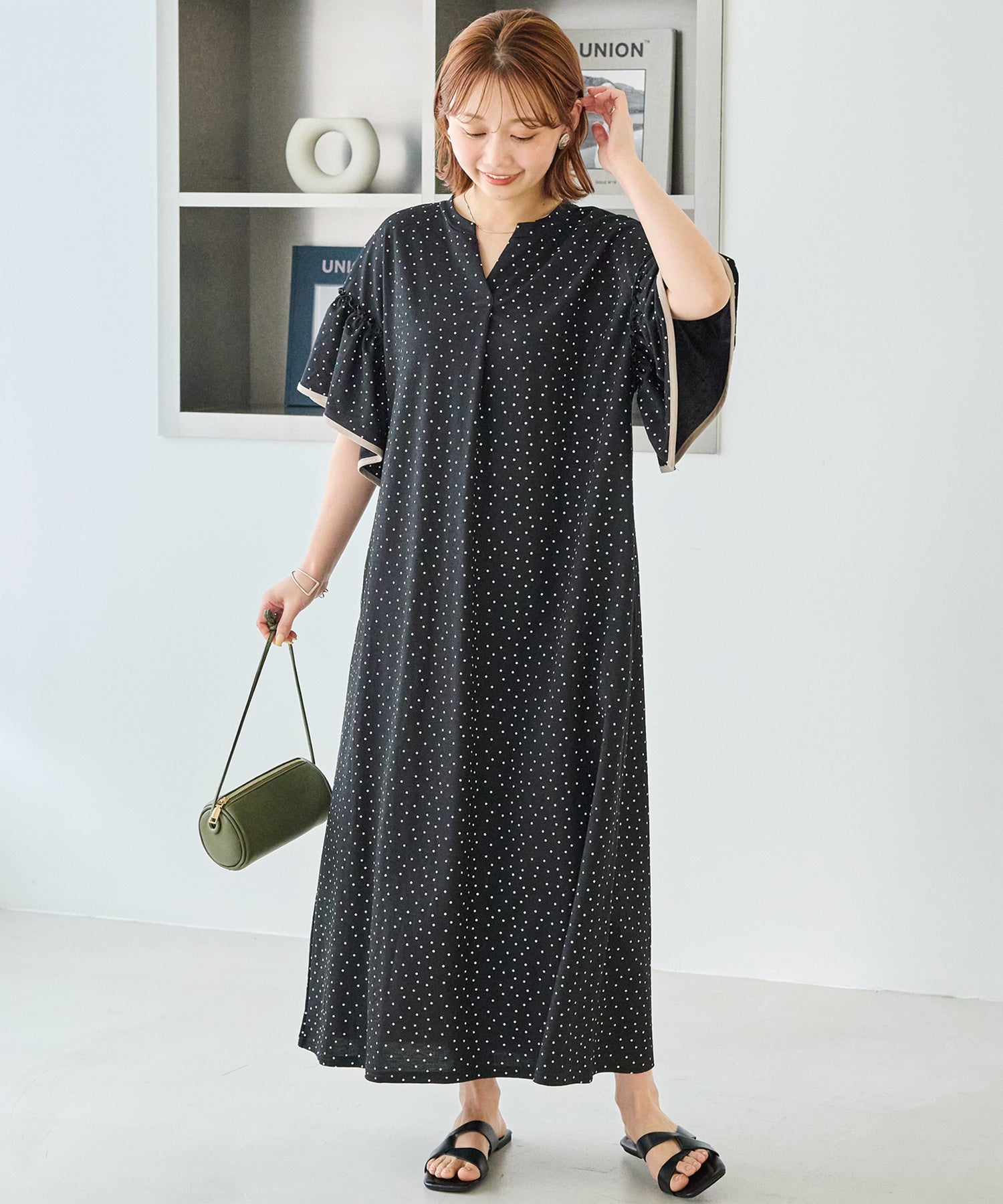 【好機能シリーズ】接触冷感｜トリコットフリルスリーブワンピース