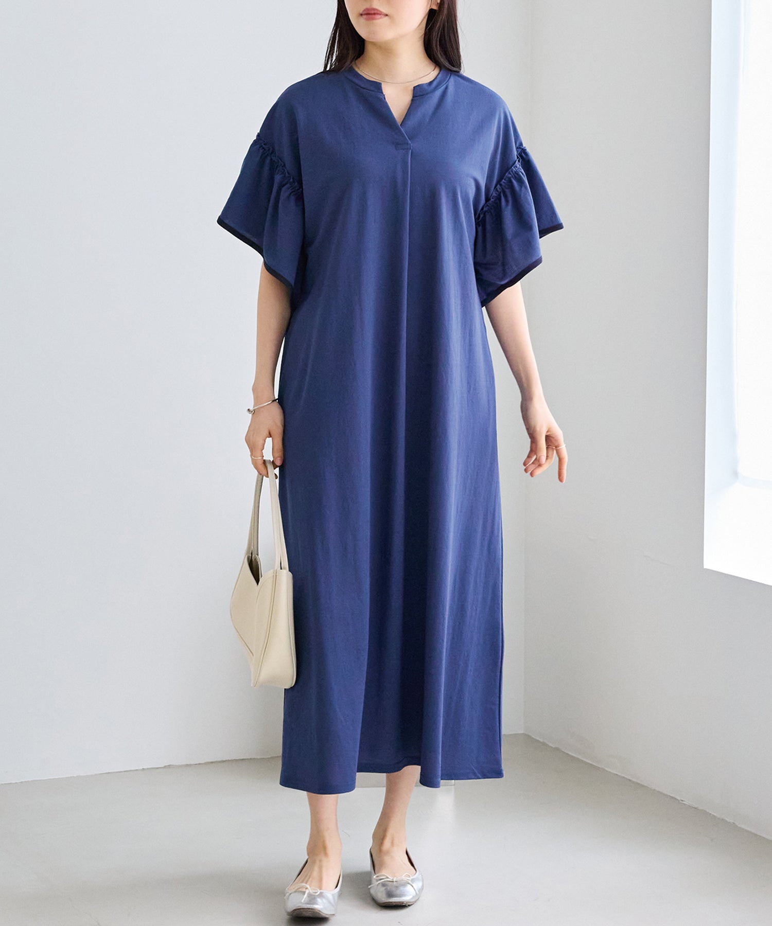 【好機能シリーズ】接触冷感｜トリコットフリルスリーブワンピース