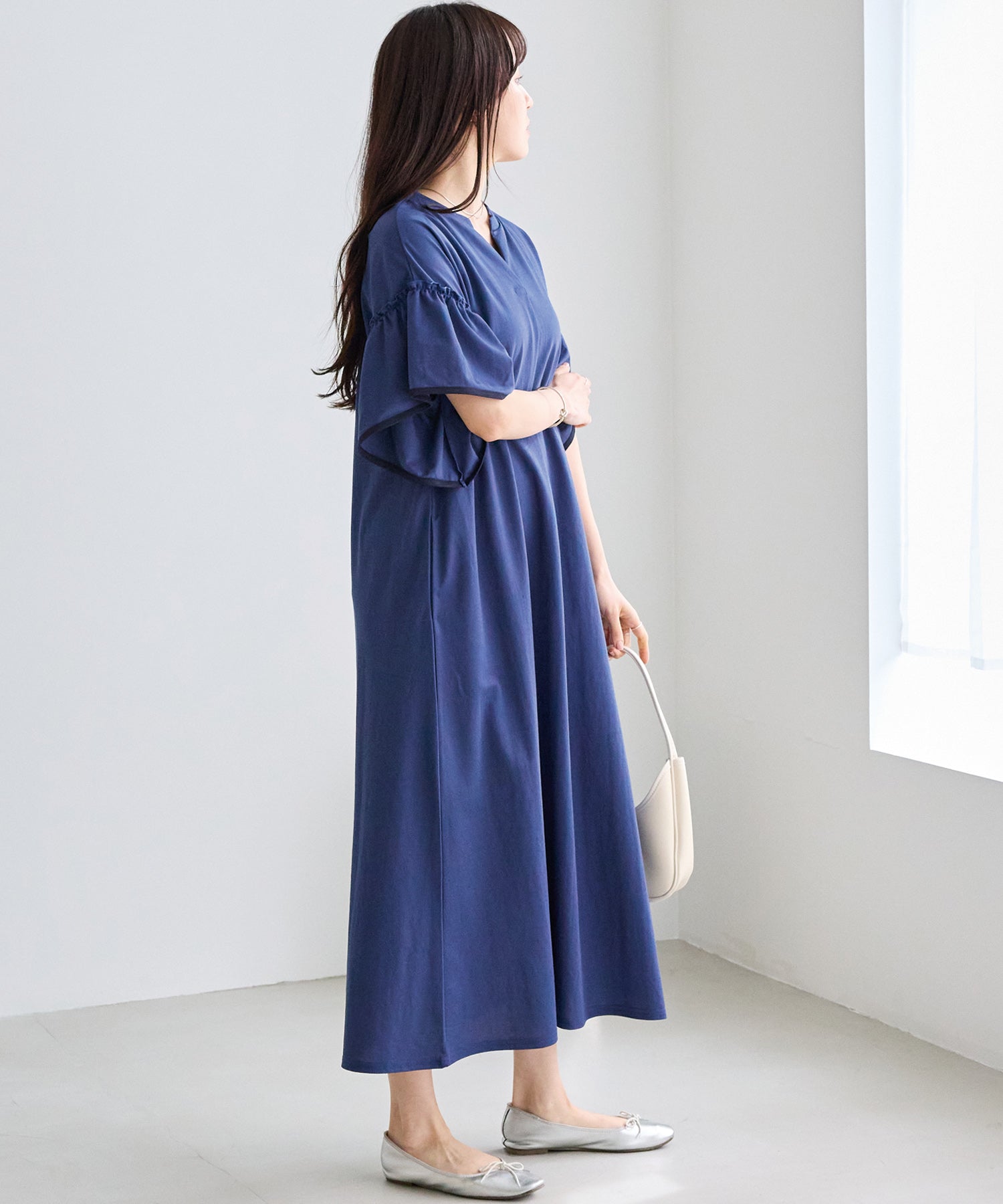 【好機能シリーズ】接触冷感｜トリコットフリルスリーブワンピース